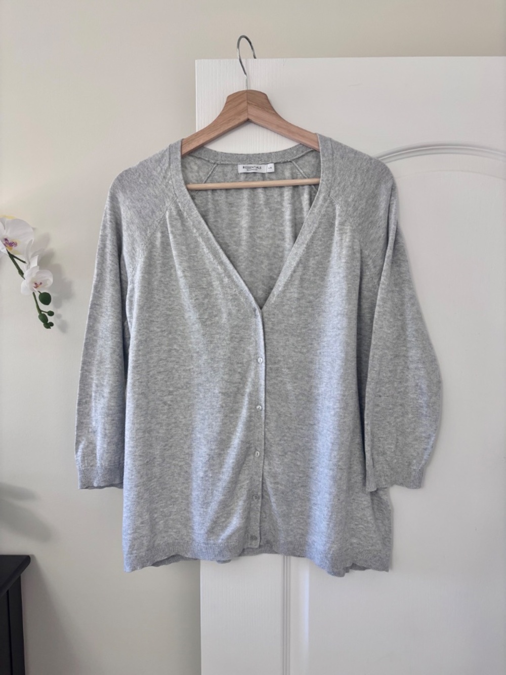 Reitmans R Essentials Grey Button-Up Cardigan 100% Cotton Women’s Size Large